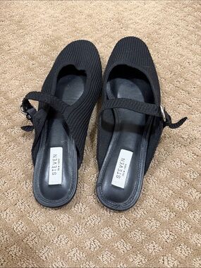 Steven New York Black Knit Slingback Flats
